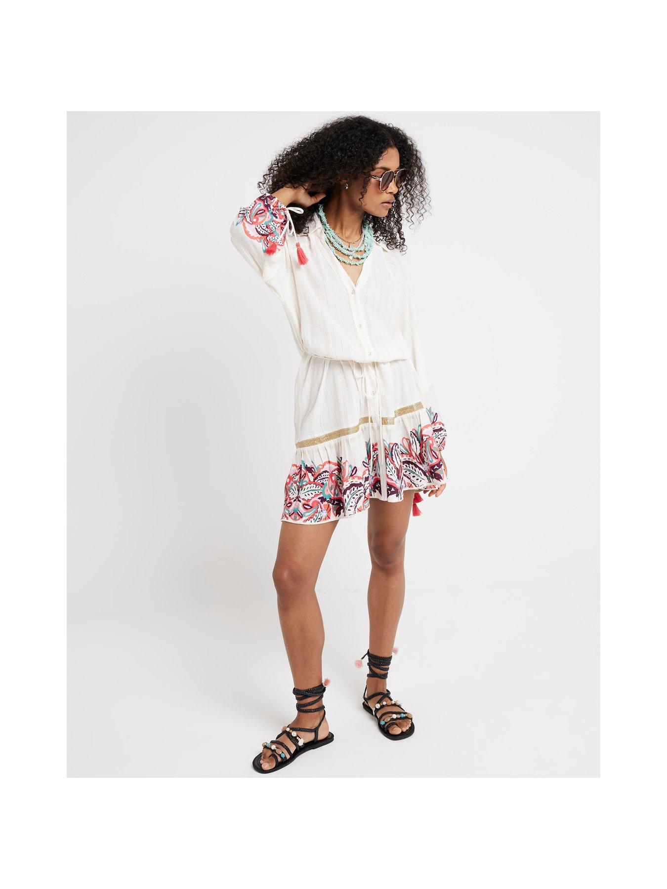 river-island-printed-shirt-dress-creamback