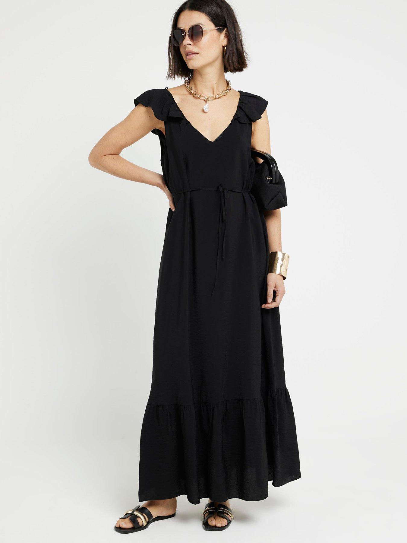 river-island-frilly-belted-maxi-dress-blackfront