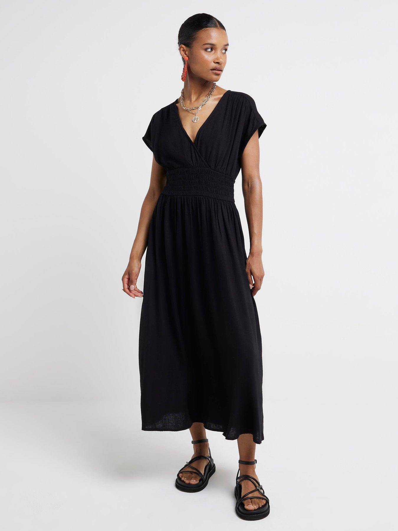 river-island-shirred-wrap-linen-dress-black