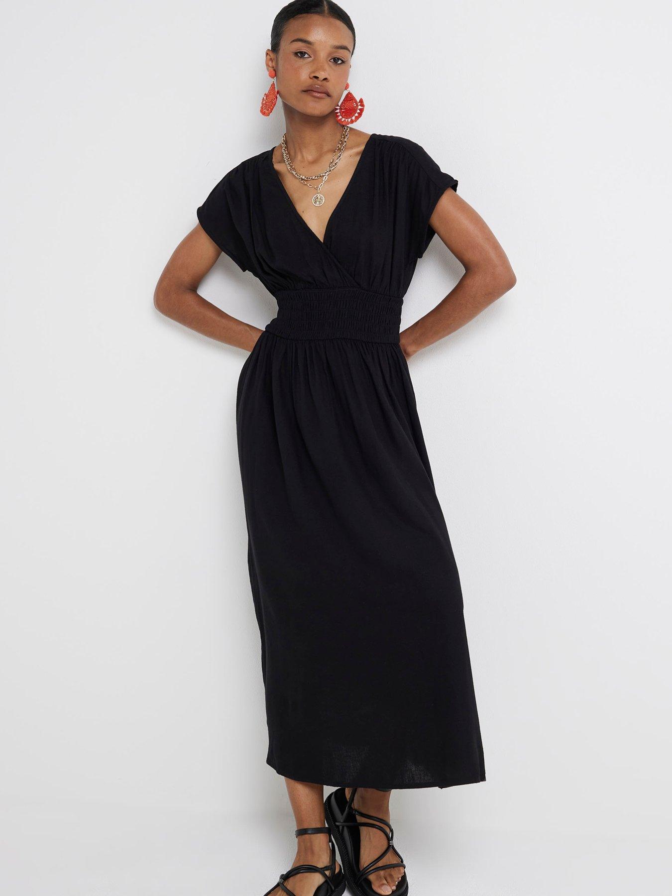 river-island-shirred-wrap-linen-dress-blackstillFront