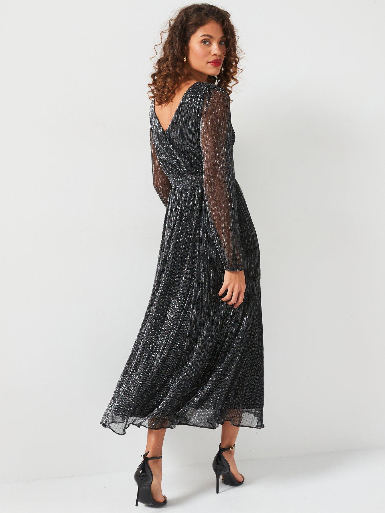 v-by-very-metallic-cut-out-midi-dress-dark-silverstillFront