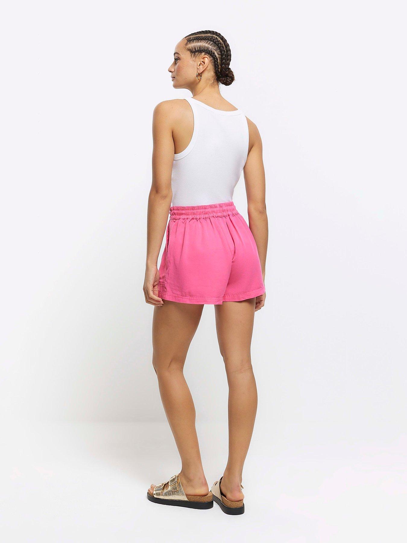 river-island-tie-waist-shorts-bright-pinkstillFront