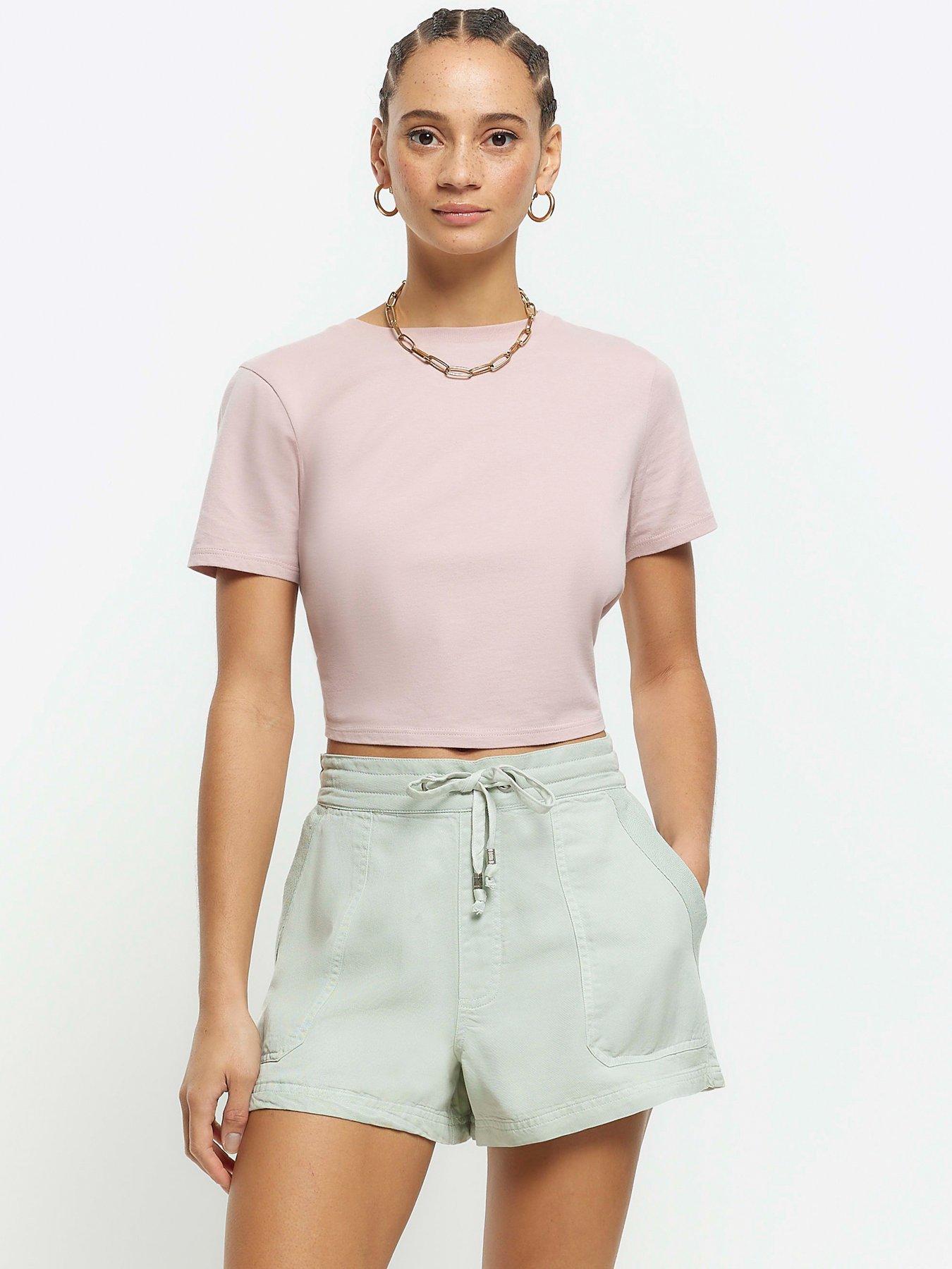 river-island-tie-waist-shorts-light-green