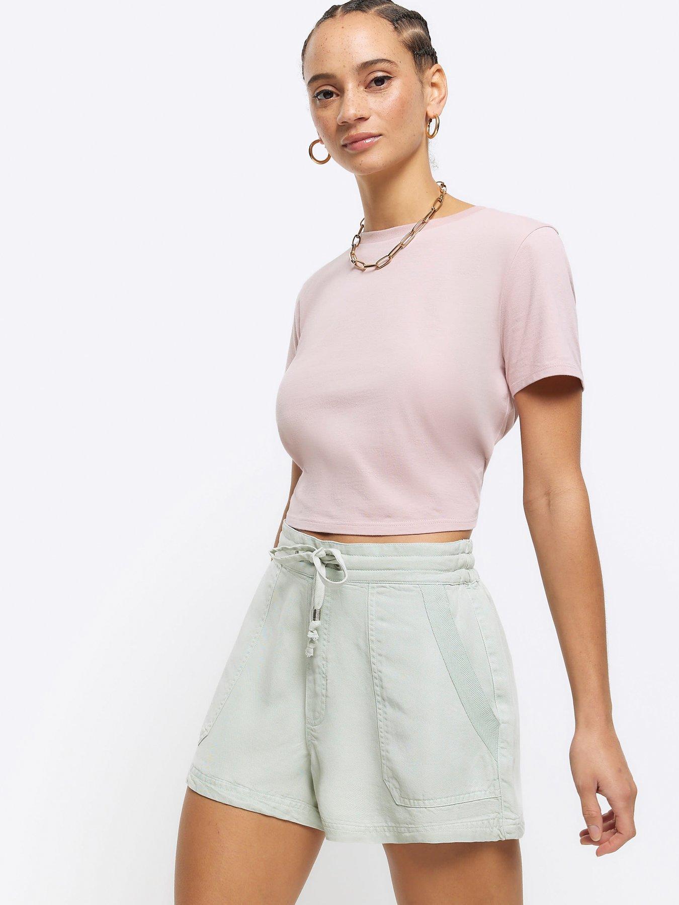 river-island-tie-waist-shorts-light-greenoutfit