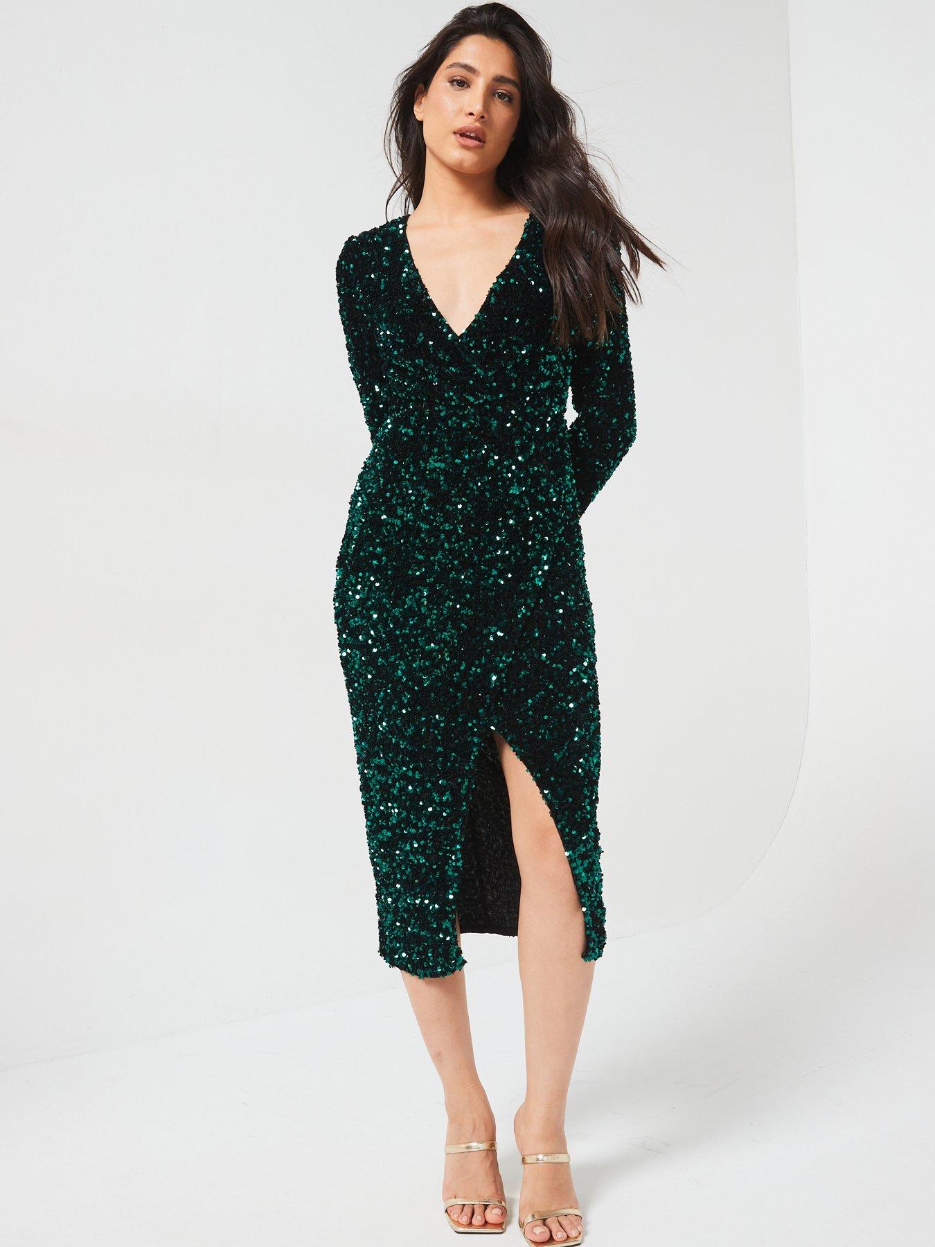 v-by-very-sequin-wrap-pencil-dress-greendetail