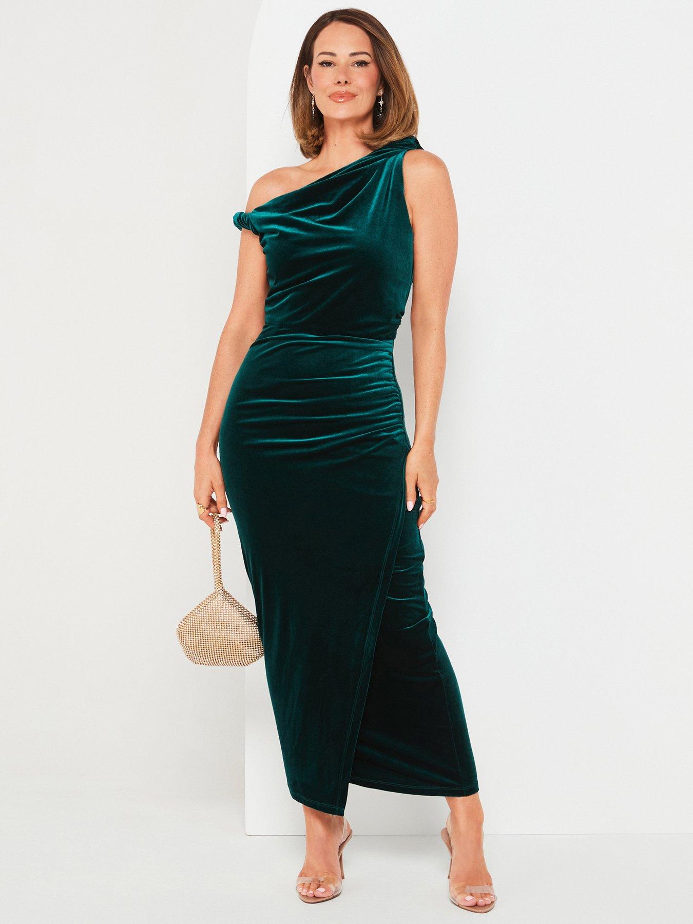 v-by-very-x-carol-byrnenbspasymmetric-twist-velvet-pencil-dress-green