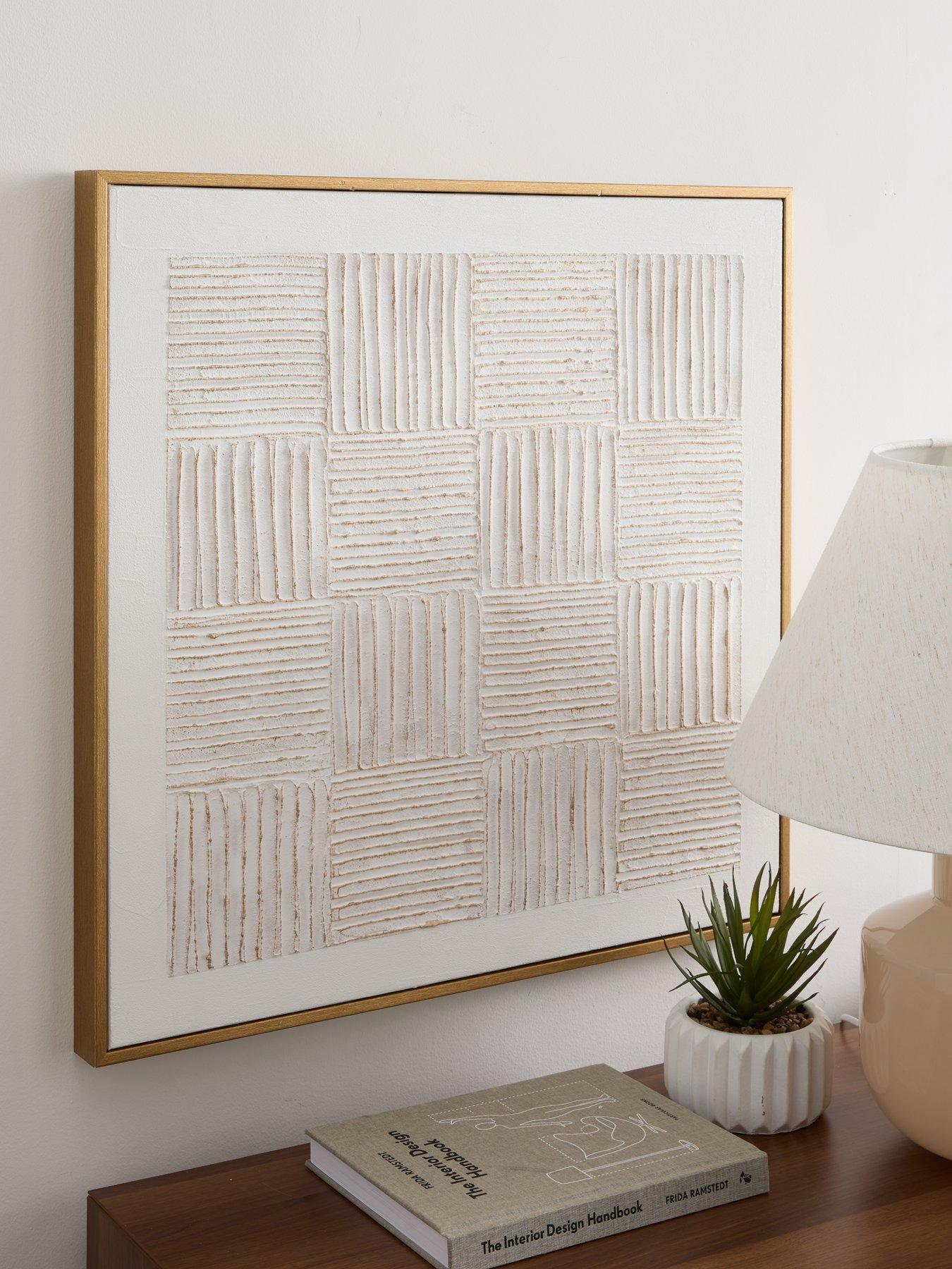 Very Home White Carved Squares Wall Art 60x60cm
