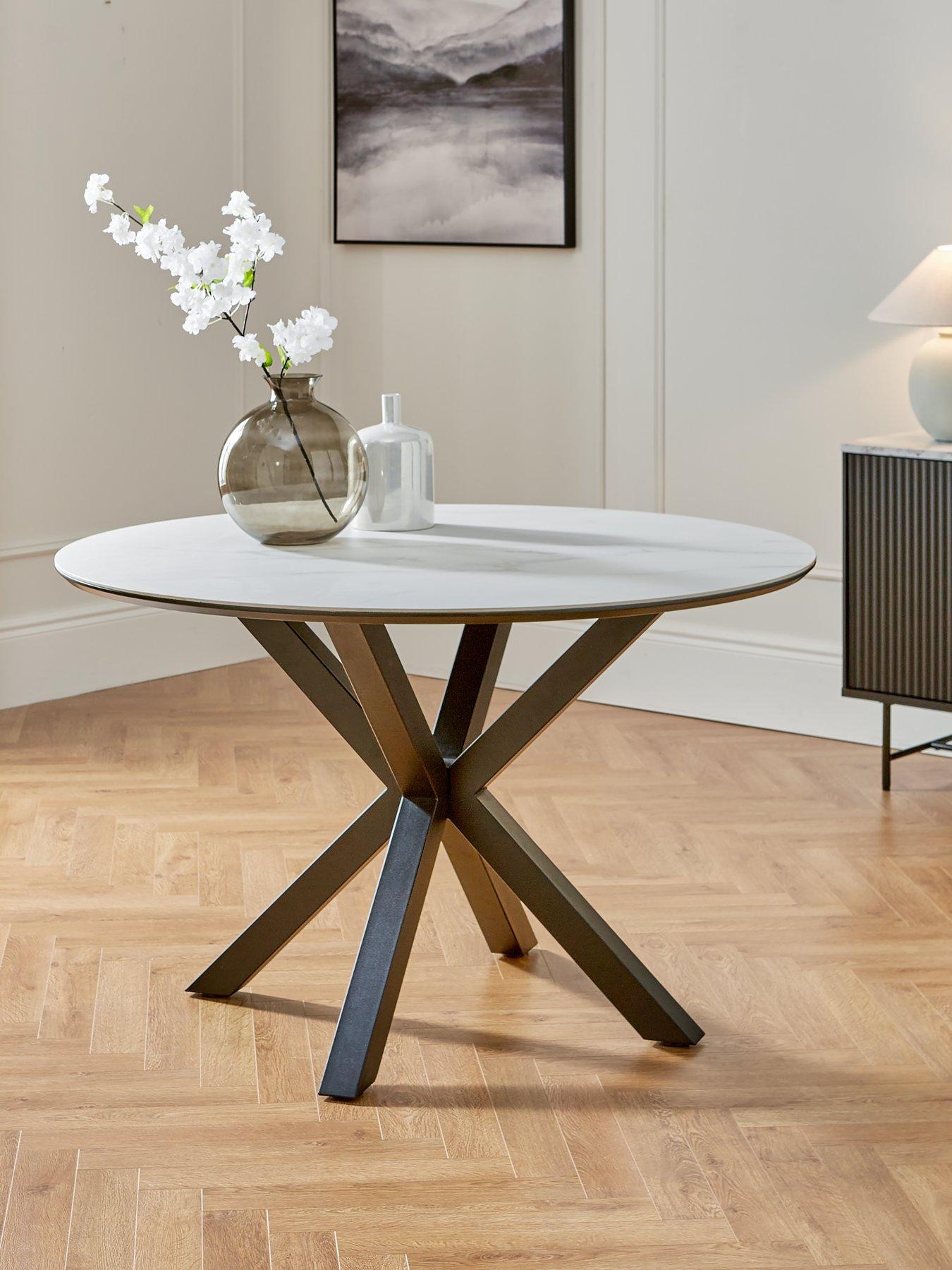 Image 1 of 6 of The Very Collection Arabella 120 cm Ceramic Round Dining Table - Black/White - FSC&reg; Certified