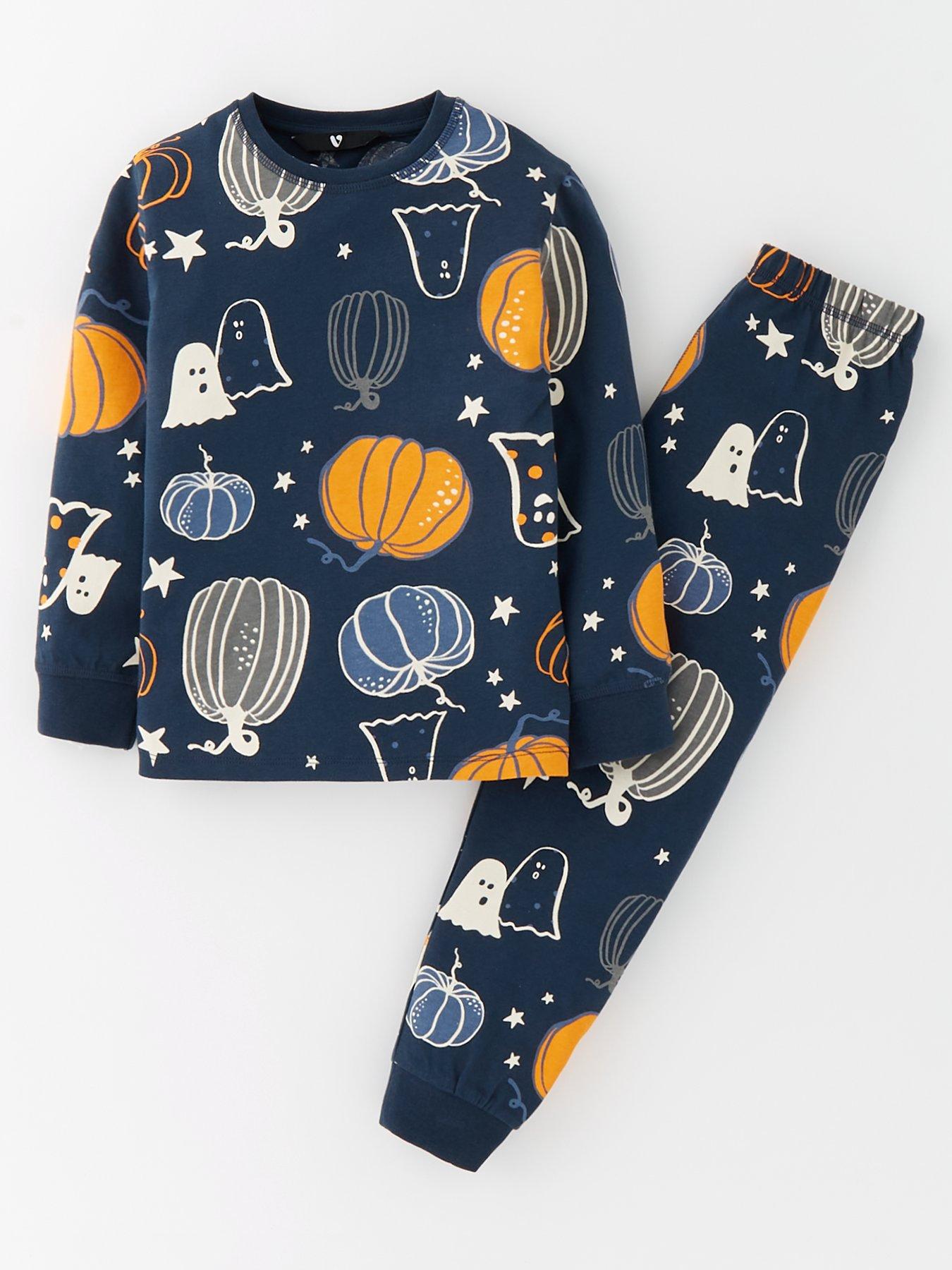 v-by-very-kids-family-halloween-pumpkin-printed-pyjama-navystillFront