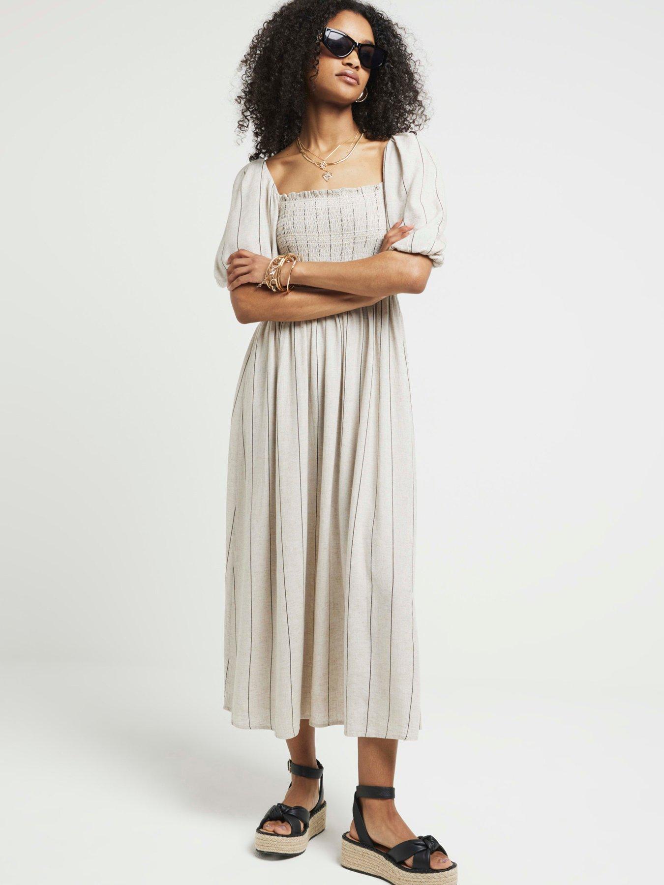 river-island-stripe-puff-sleeve-smock-midi-dress-light-stone