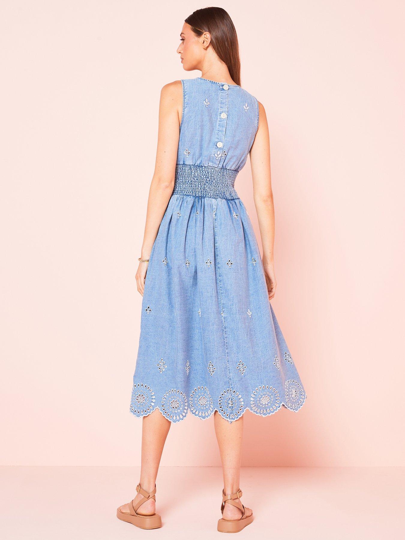 river-island-shirred-waist-midi-dress-bluestillFront