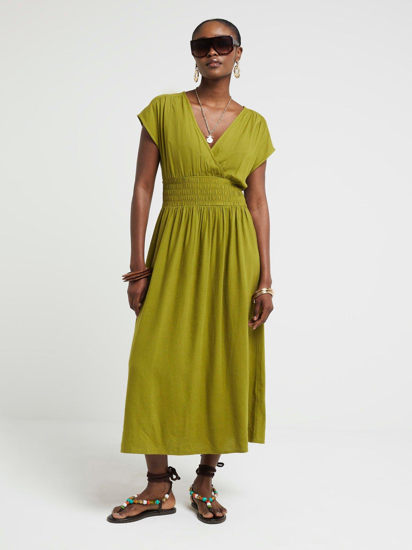 river-island-shirred-wrap-linen-dress-khaki