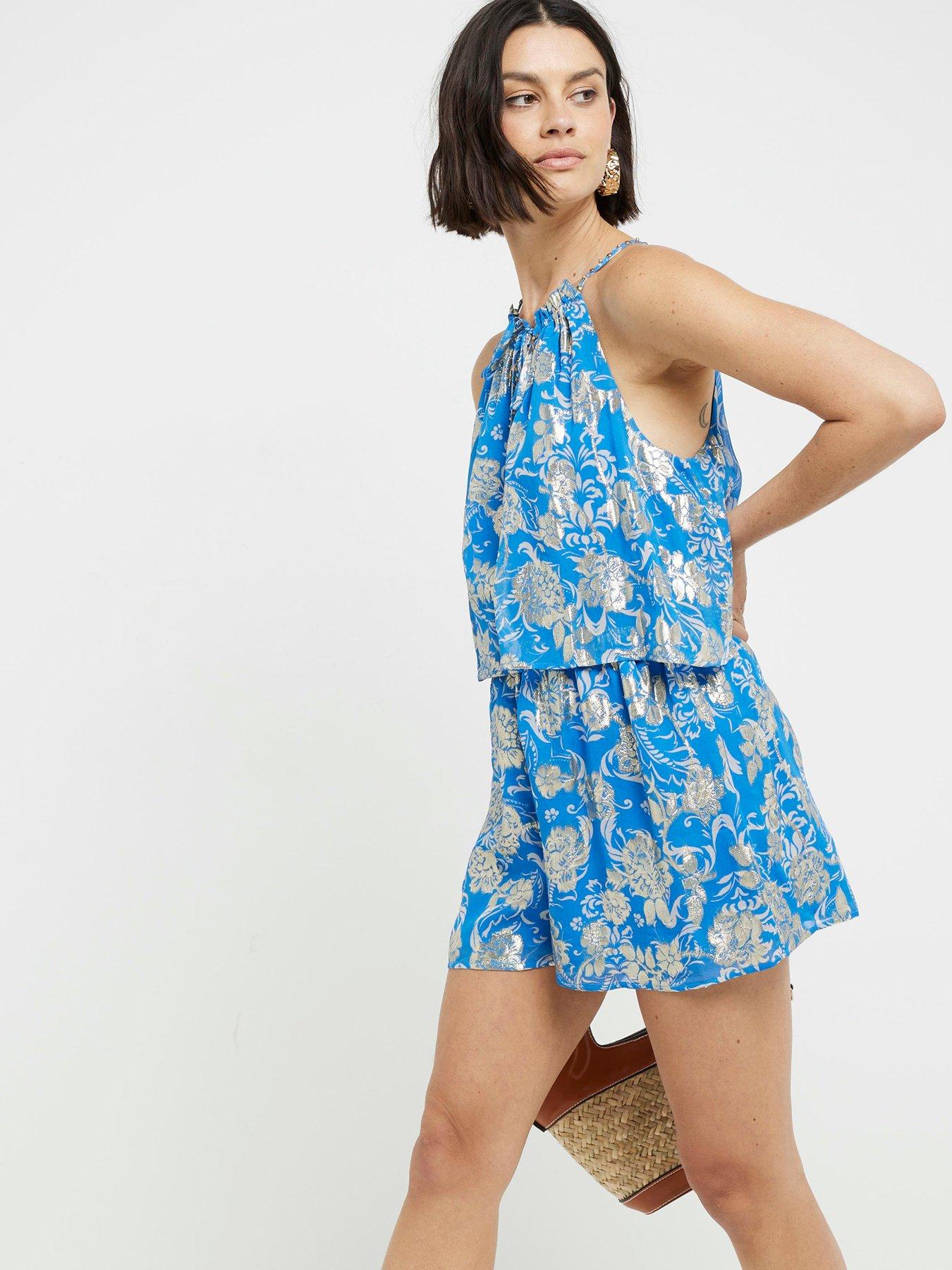 river-island-glitter-floral-detail-layered-halterneck-playsuit-blueoutfit