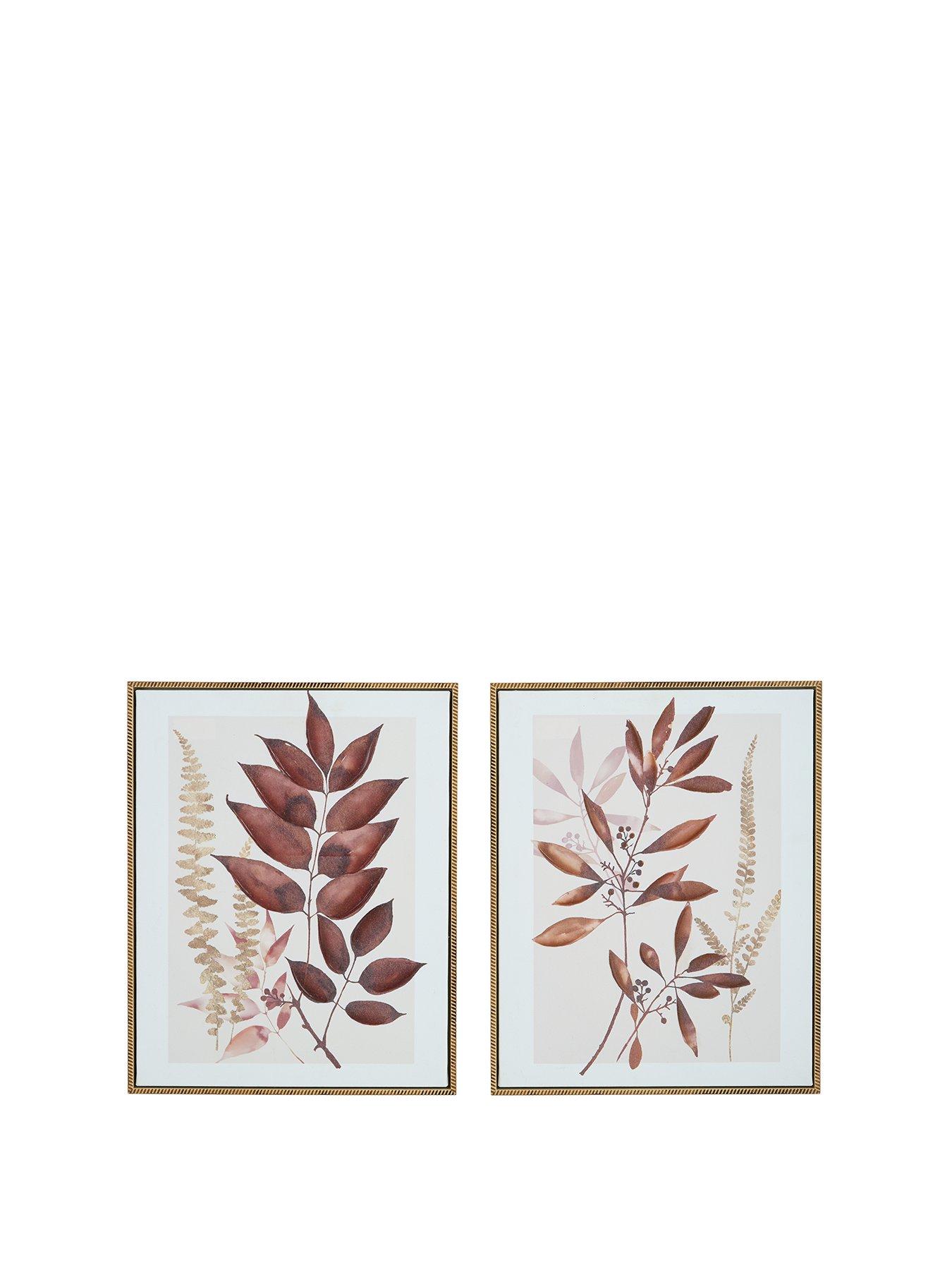 Image 2 of 6 of Very Home Set of 2 Dried Leaf Canvas 50x40cm