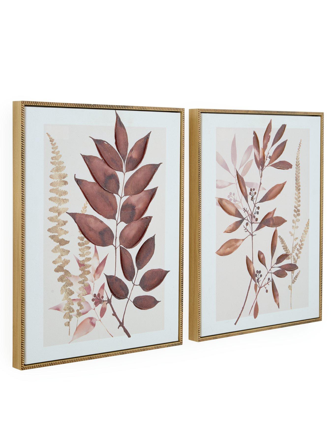 Image 3 of 6 of Very Home Set of 2 Dried Leaf Canvas 50x40cm