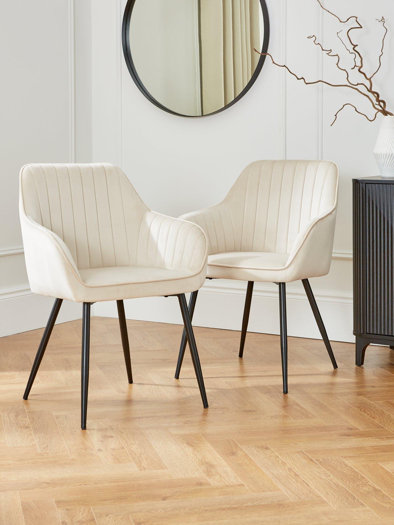 Very Home Alisha Pair of Fabric Dining Chairs - Natural - FSC® Certified
