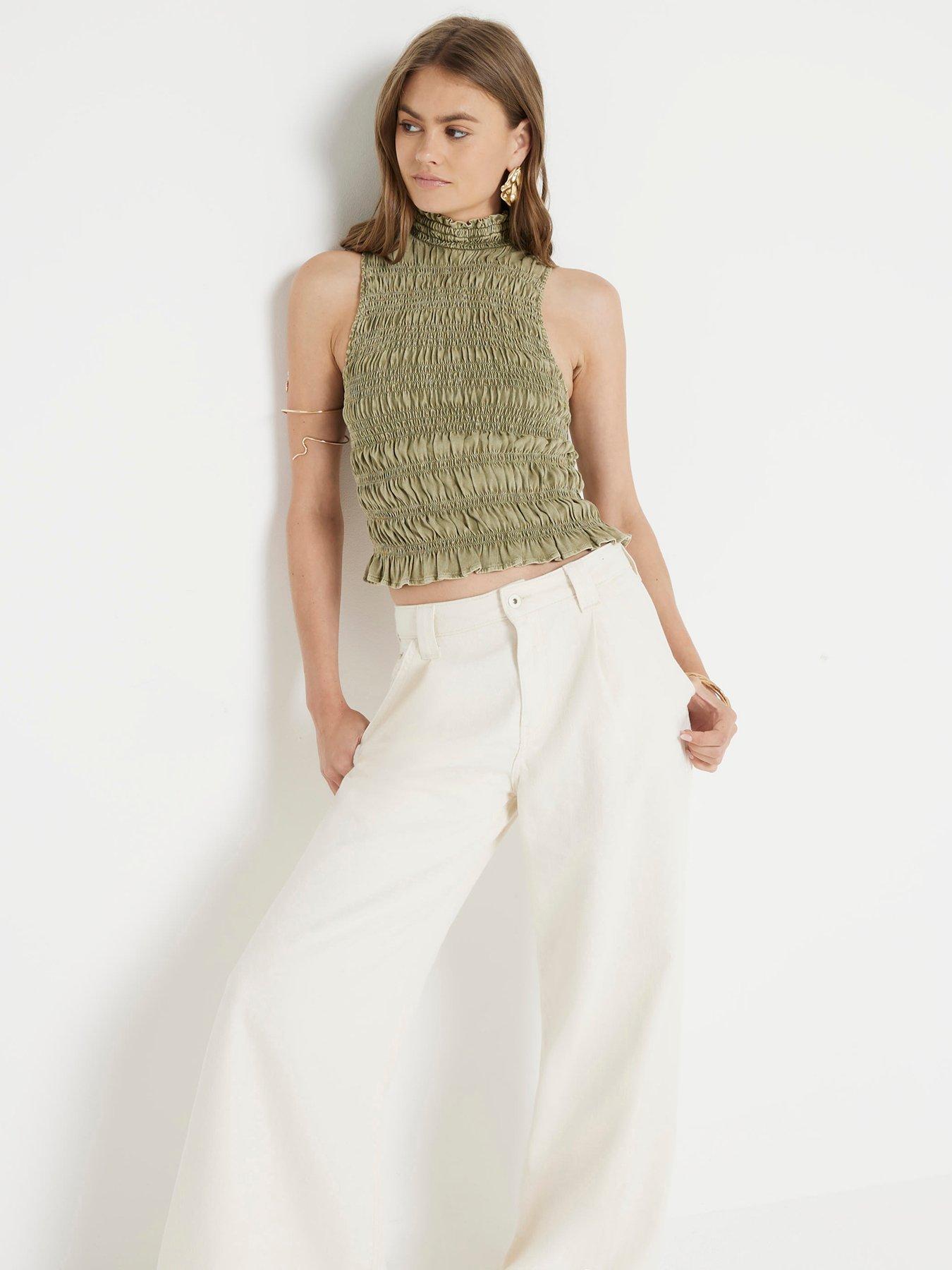 river-island-shirred-halterneck-top-green