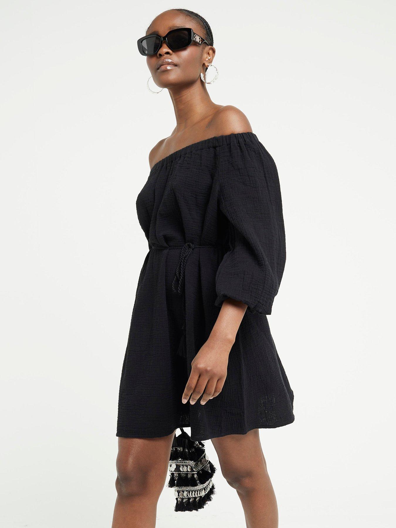 river-island-bardot-dress-blackoutfit