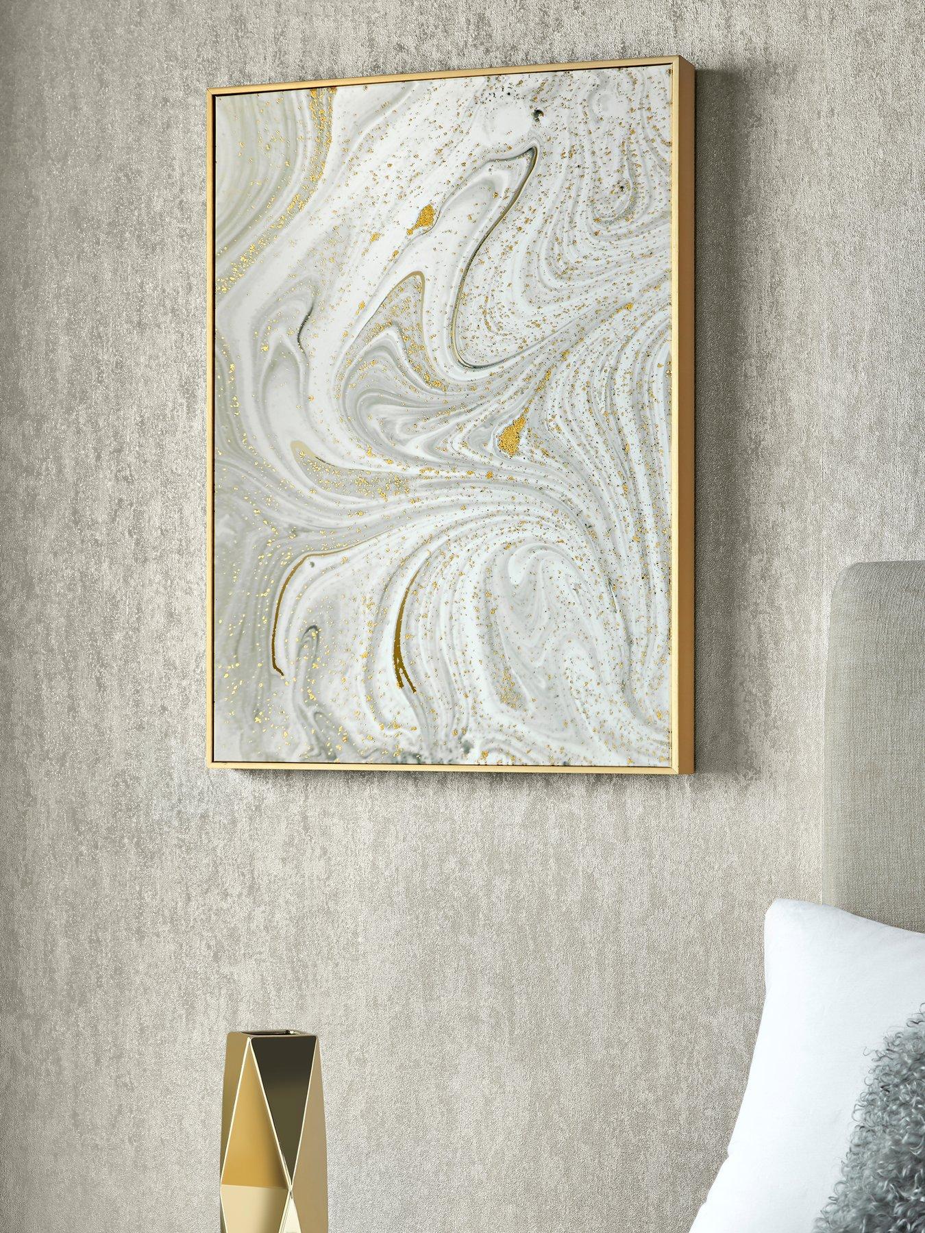 Image of Art For The Home Art For The Home Marble Luxe Metallic Foil Embellished Framed Canvas