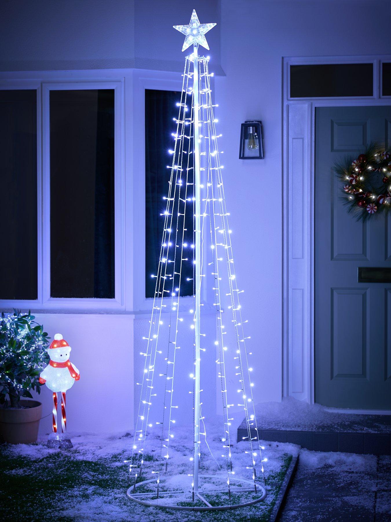 very-home-24m-lednbspmetal-cone-outdoor-christmasnbsptree-with-star-topper