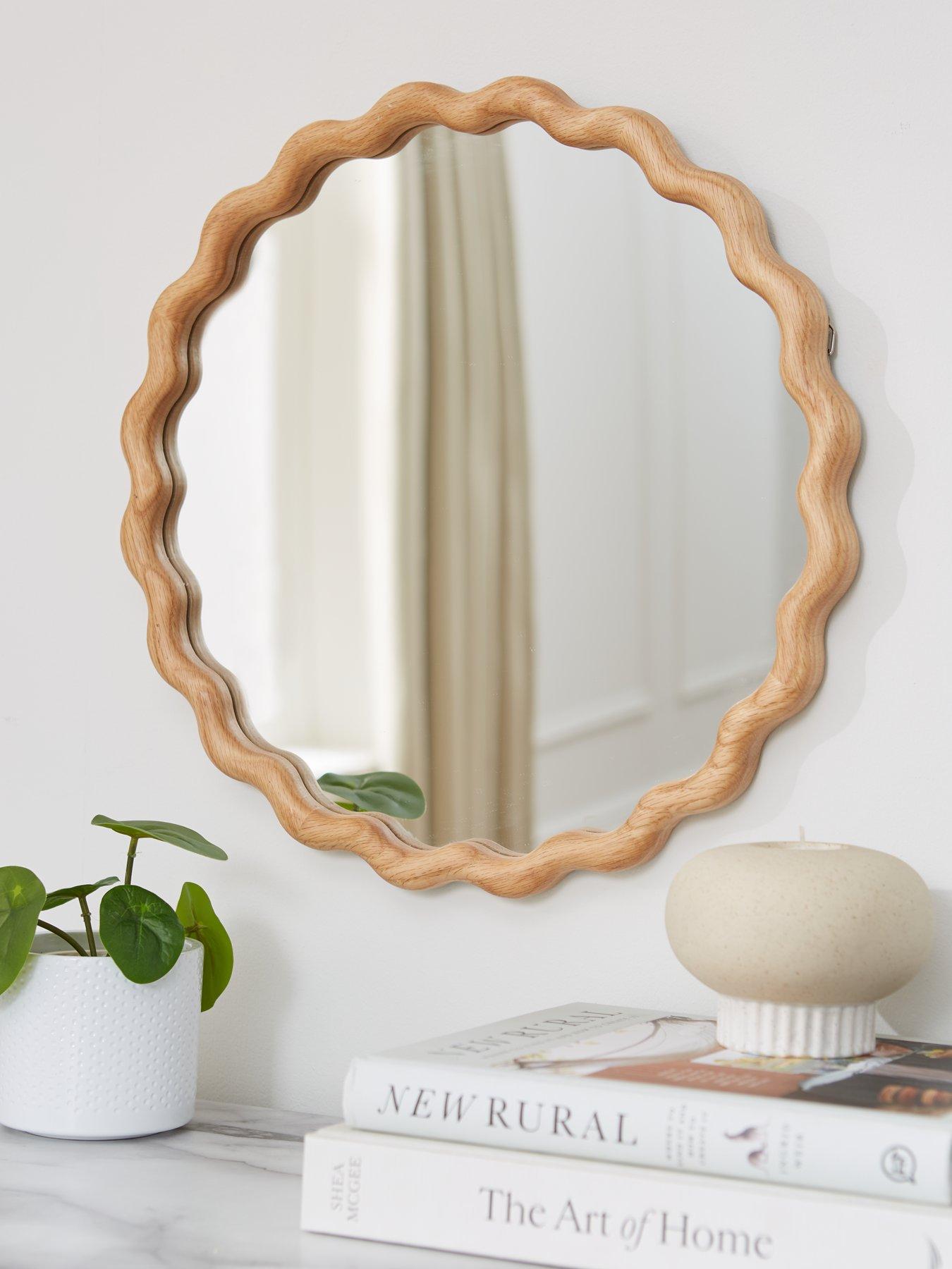Image 1 of 4 of The Very Collection Squiggle Wooden Circle Mirror 40cm