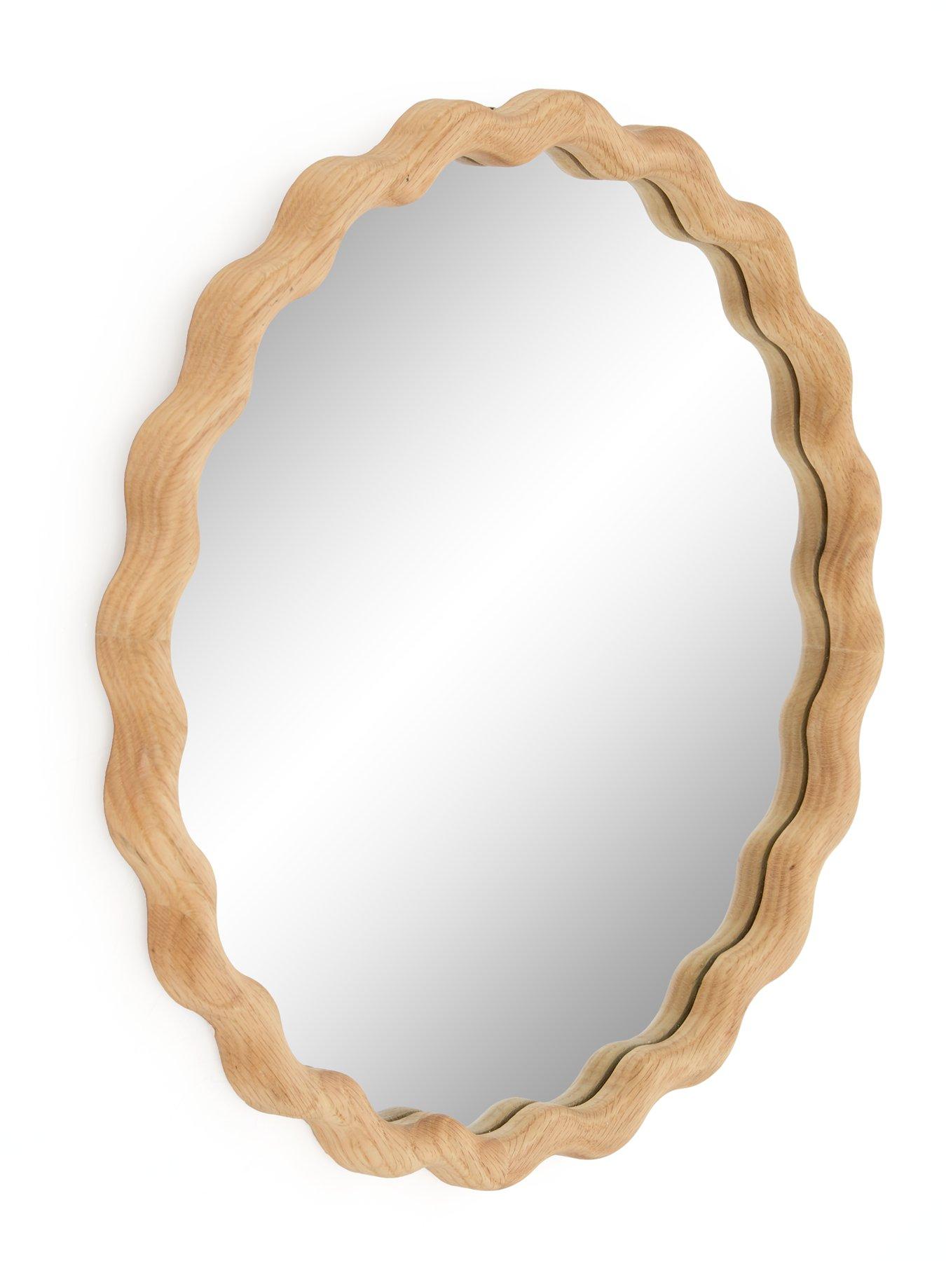 Image 3 of 4 of The Very Collection Squiggle Wooden Circle Mirror 40cm