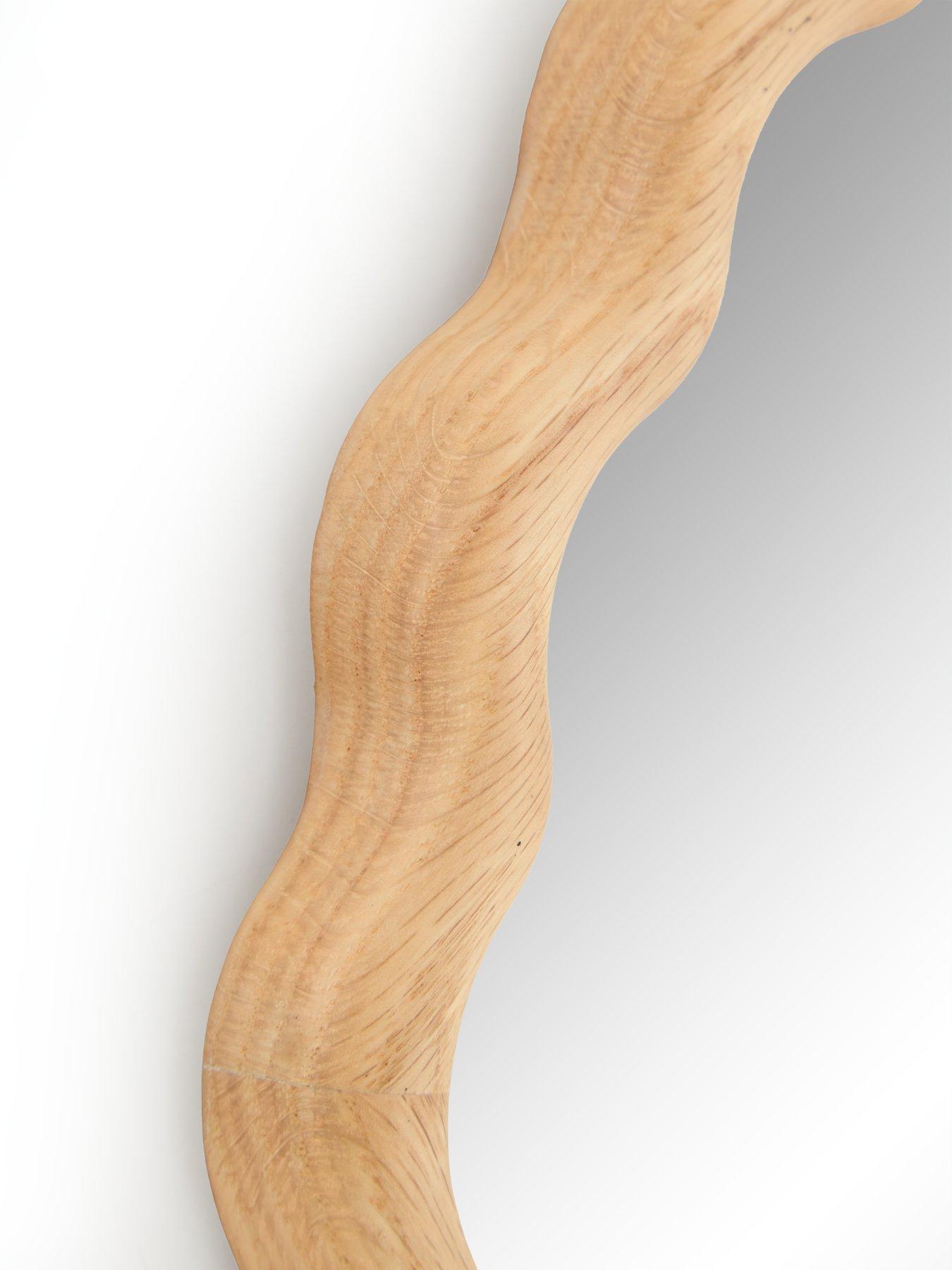 Image 4 of 4 of The Very Collection Squiggle Wooden Circle Mirror 40cm