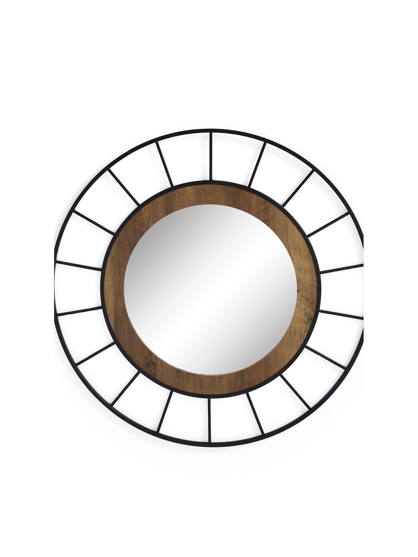Image 2 of 6 of The Very Collection Black Wire Edge Mirror with Wooden Inner Frame 80cm