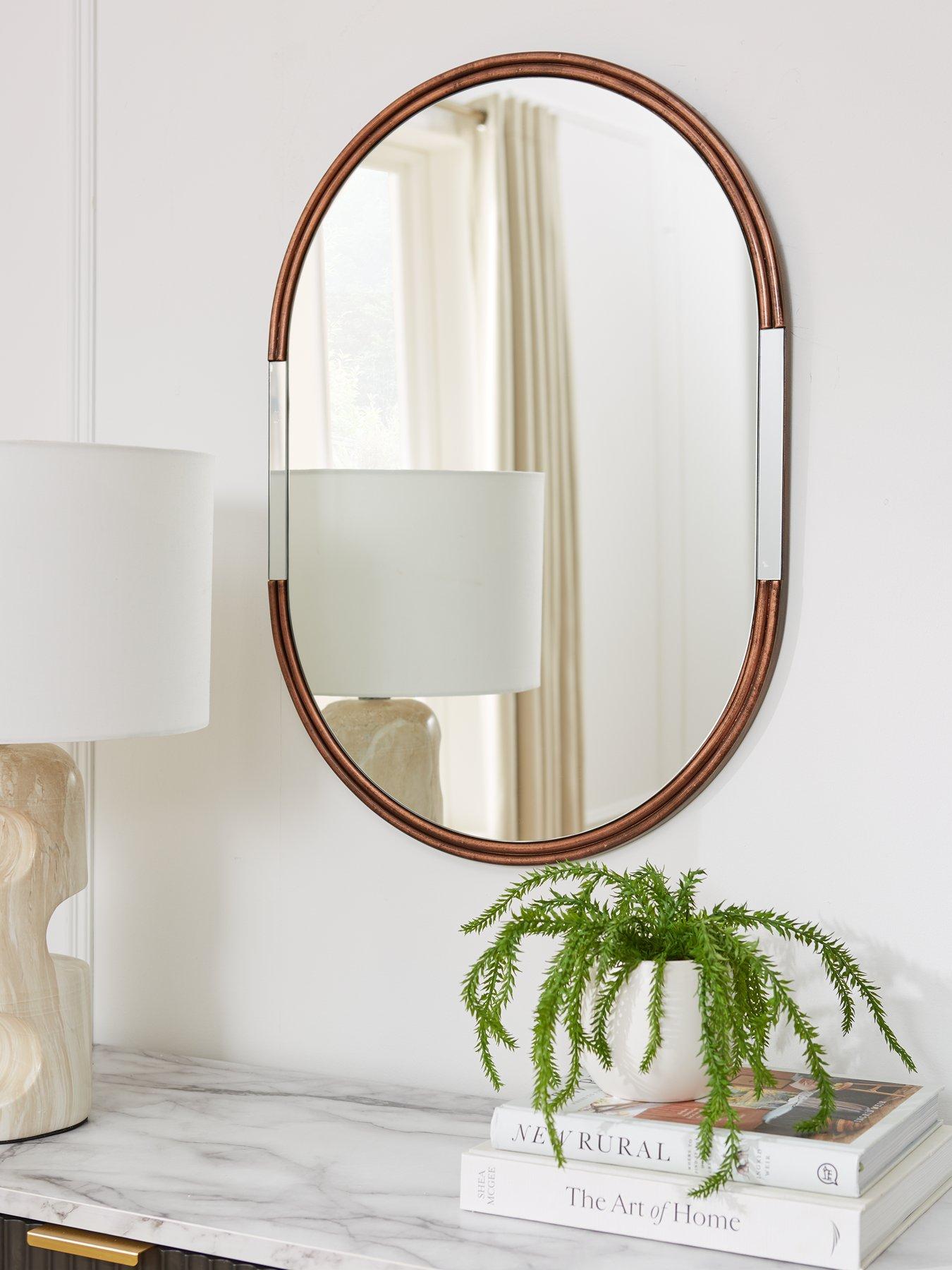 Very Home Wooden/Chrome Oval Mirror 70x50cm