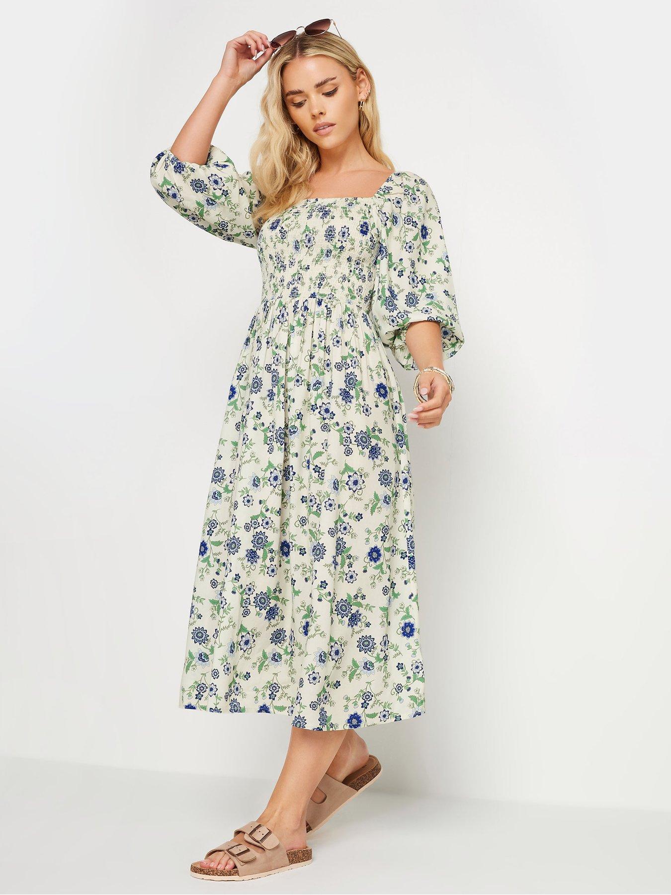 pixiegirl-petite-blue-furnishing-floral-midi-dress