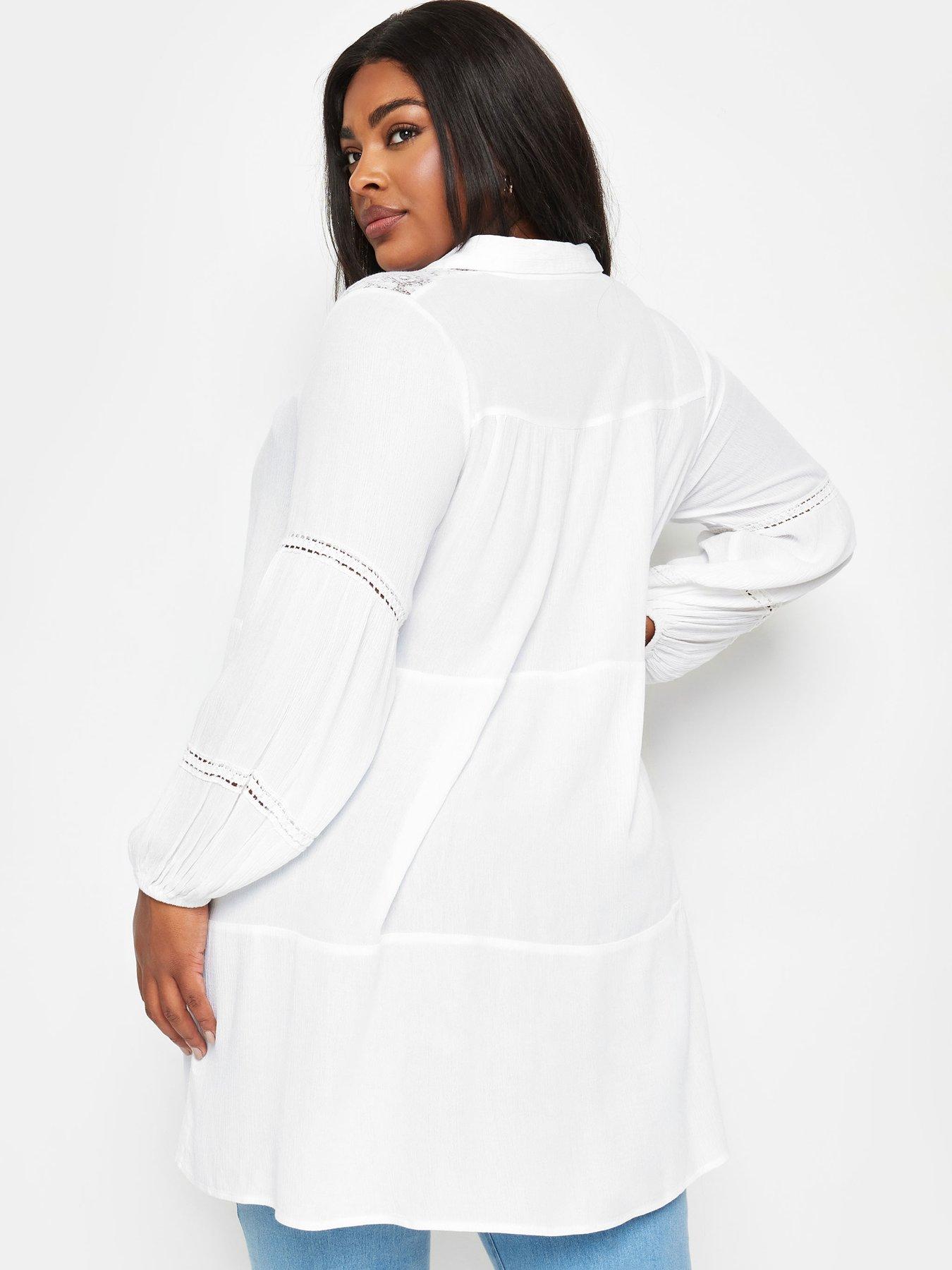 yours-curve-boho-ls-tiered-shirt-whitestillFront