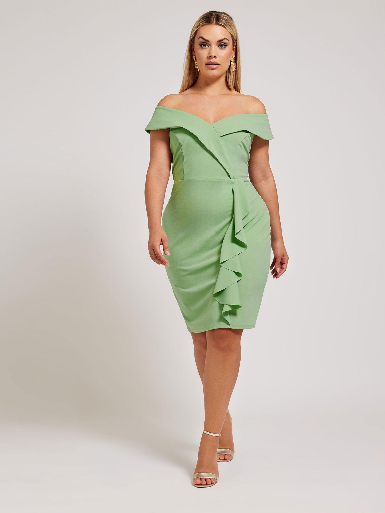 yours-curve-tuxedo-frill-shift-dress-greenback