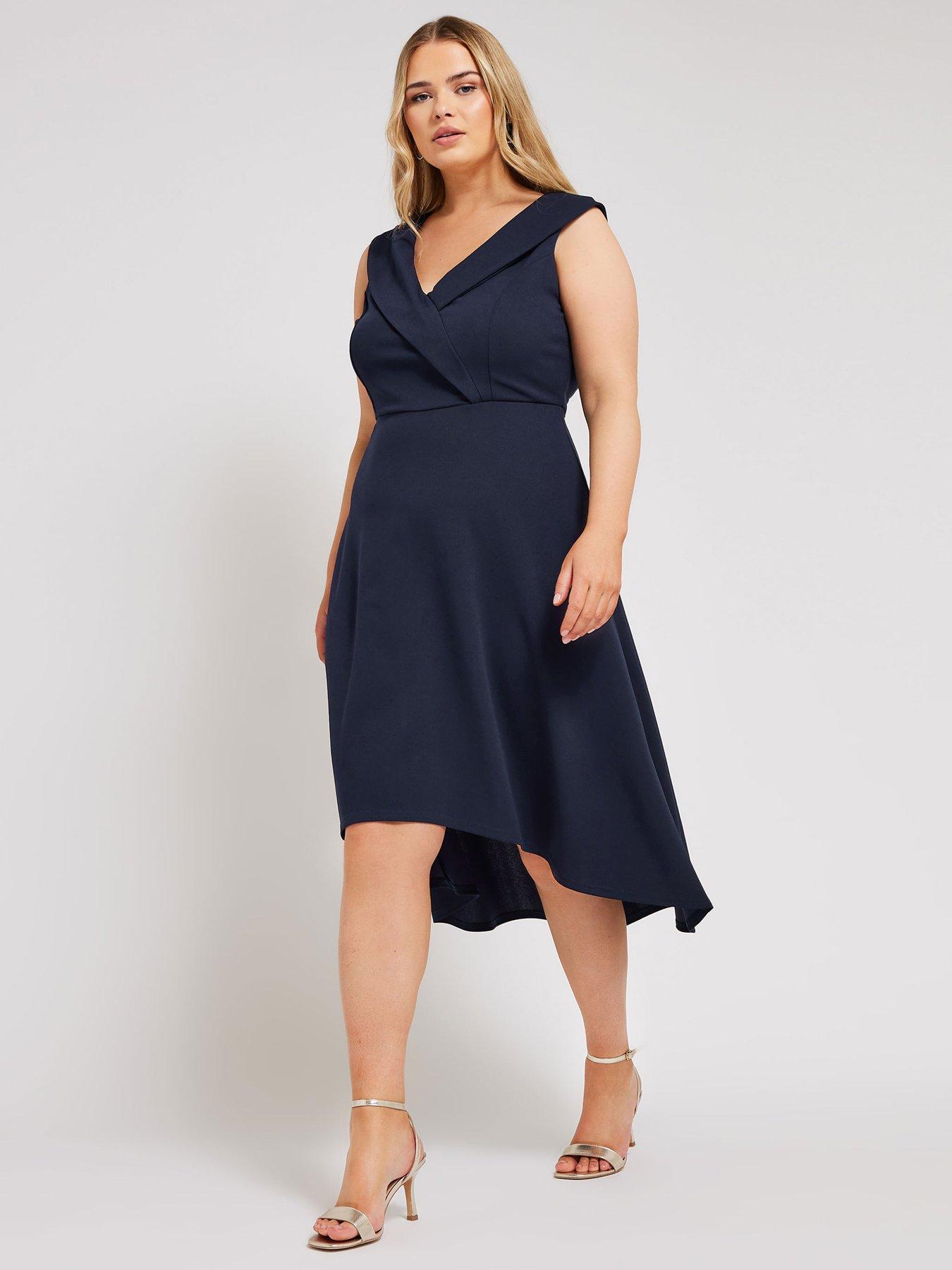 yours-curve-tuxedo-high-low-dress-blue