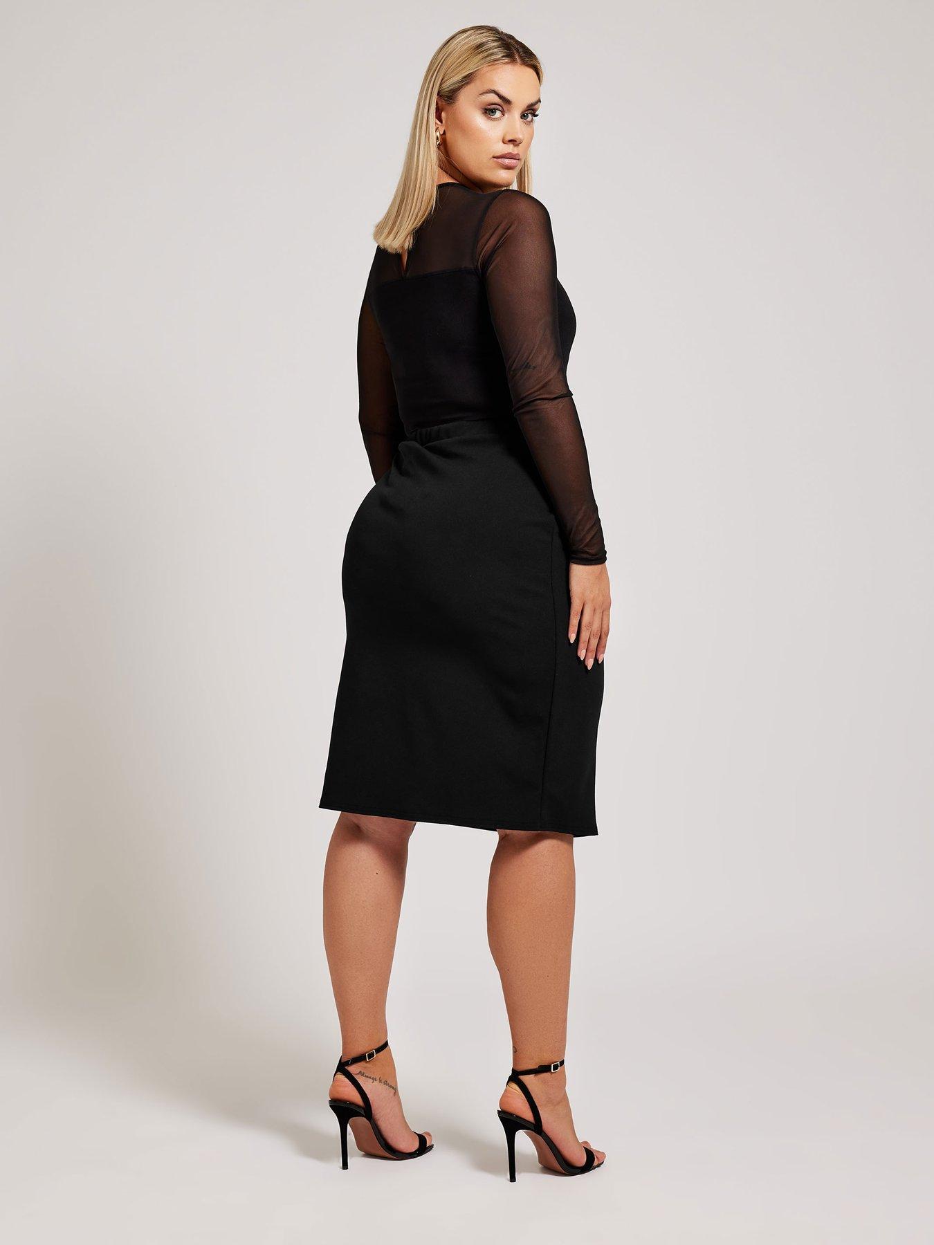 yours-curve-button-detail-pencil-skirt-blackstillFront