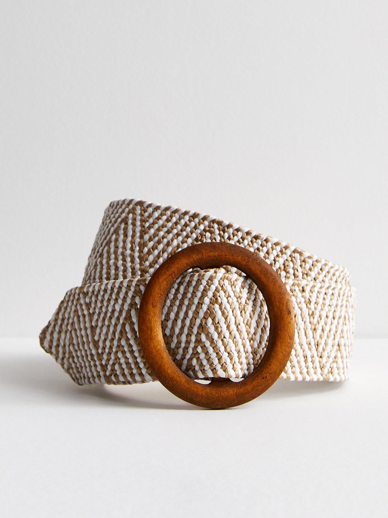 New Look Off White Raffia Wooden Buckle Belt Very Ireland