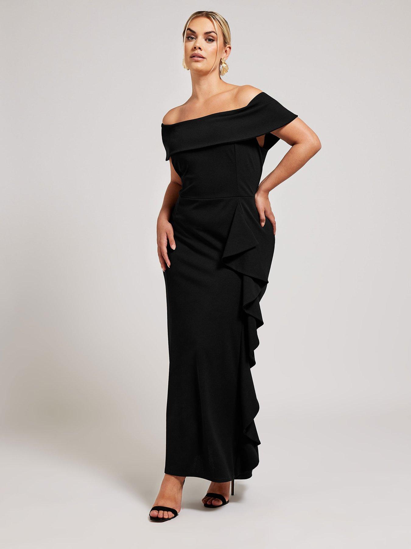 Black bardot maxi dress online