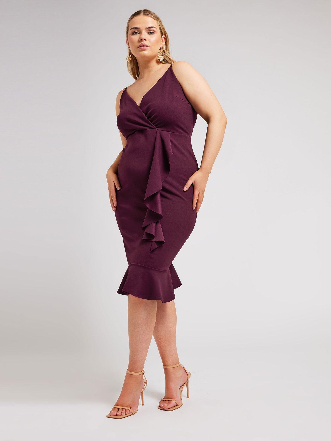 yours-curve-ruffle-wrap-dress-purplefront