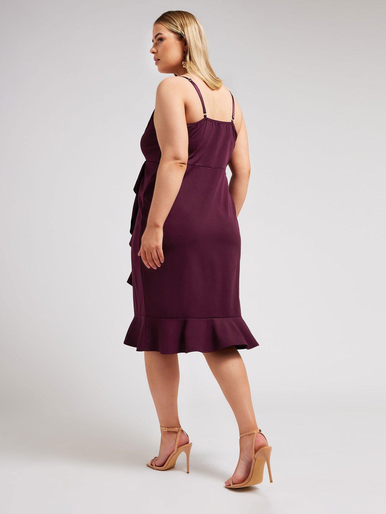 yours-curve-ruffle-wrap-dress-purplestillFront