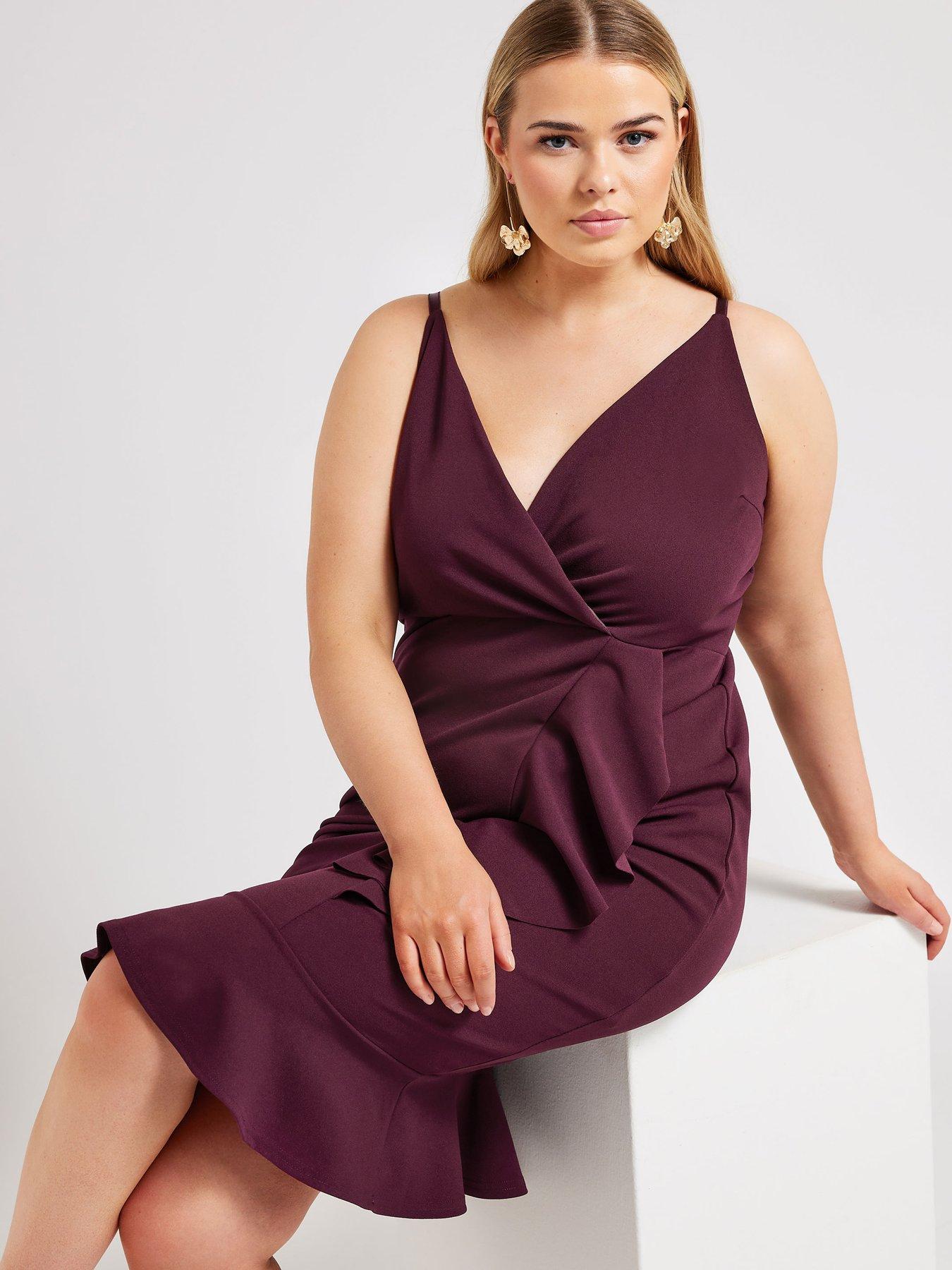 yours-curve-ruffle-wrap-dress-purpleoutfit