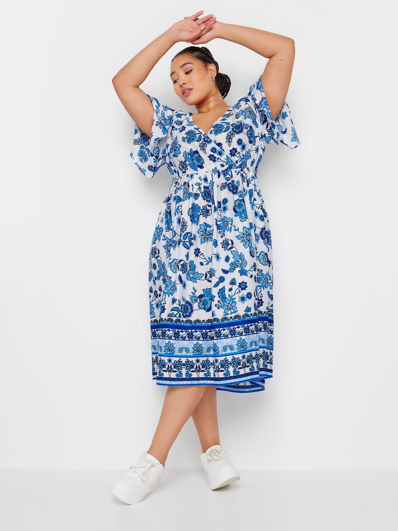 yours-curve-border-puff-sleeve-midaxi-dress-blue-medback