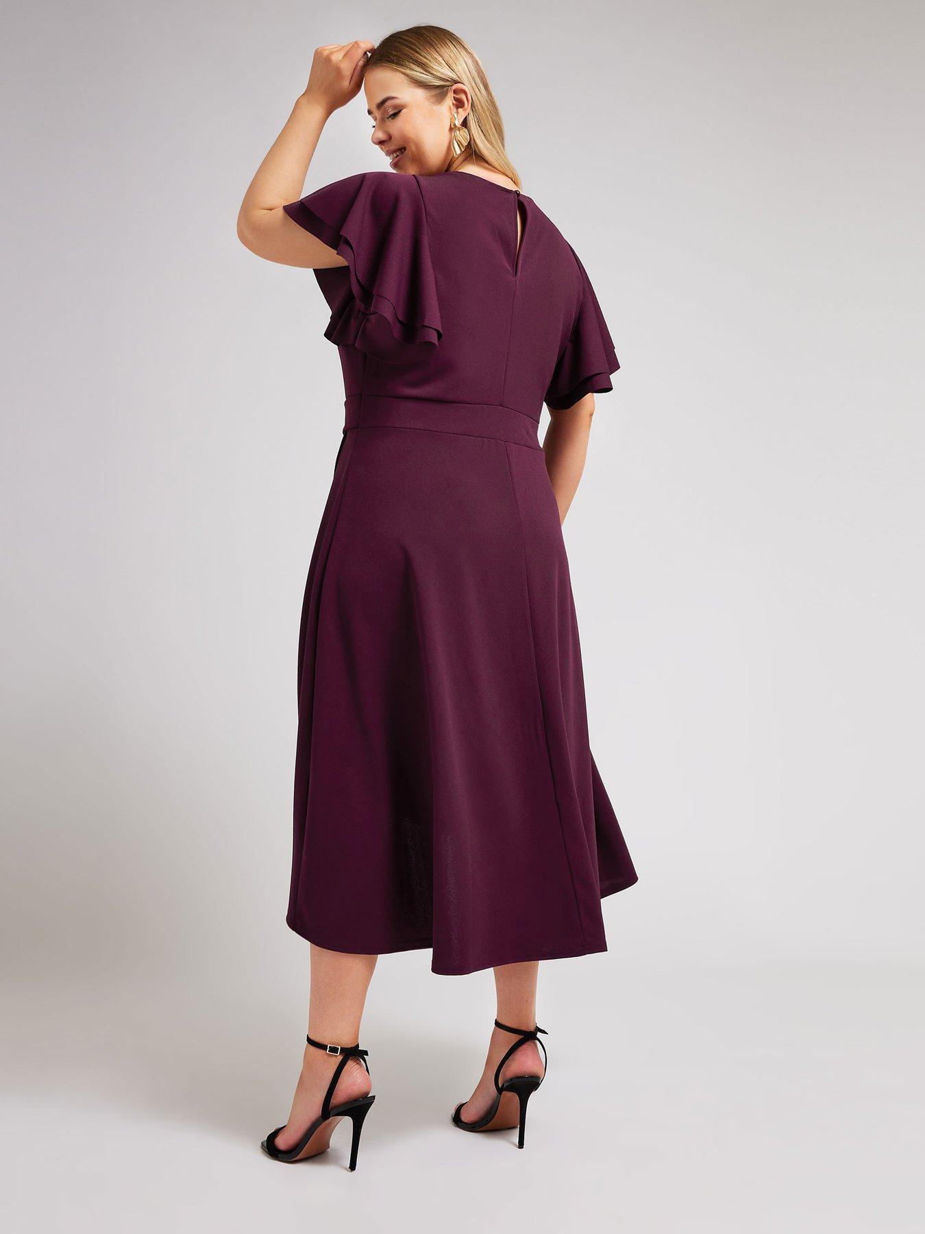 yours-curve-wrap-tulip-skirt-buckle-dress-purplestillFront