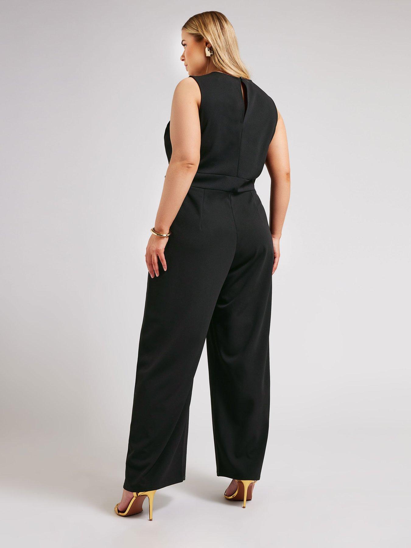 yours-curve-wrap-tux-jumpsuit-blackstillFront