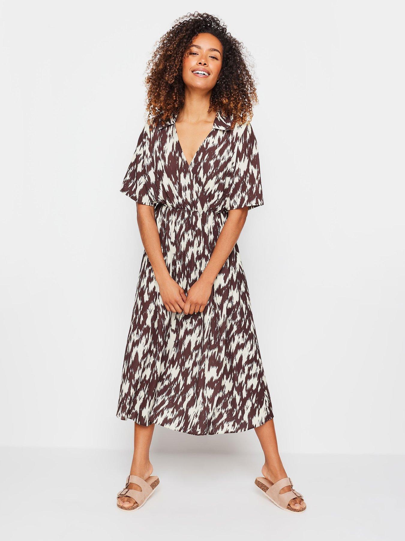 mco-brown-and-ivory-printed-collar-dress