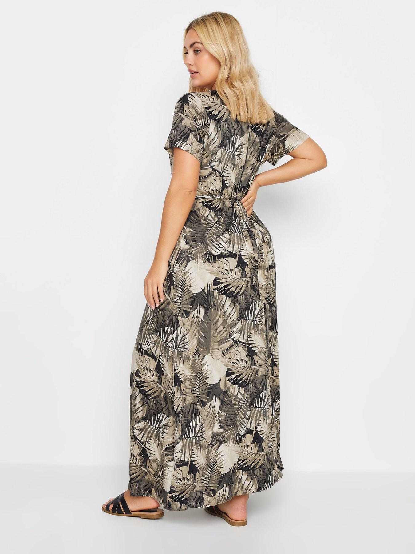 yours-curve-leaf-print-wrap-maxi-dressstillFront