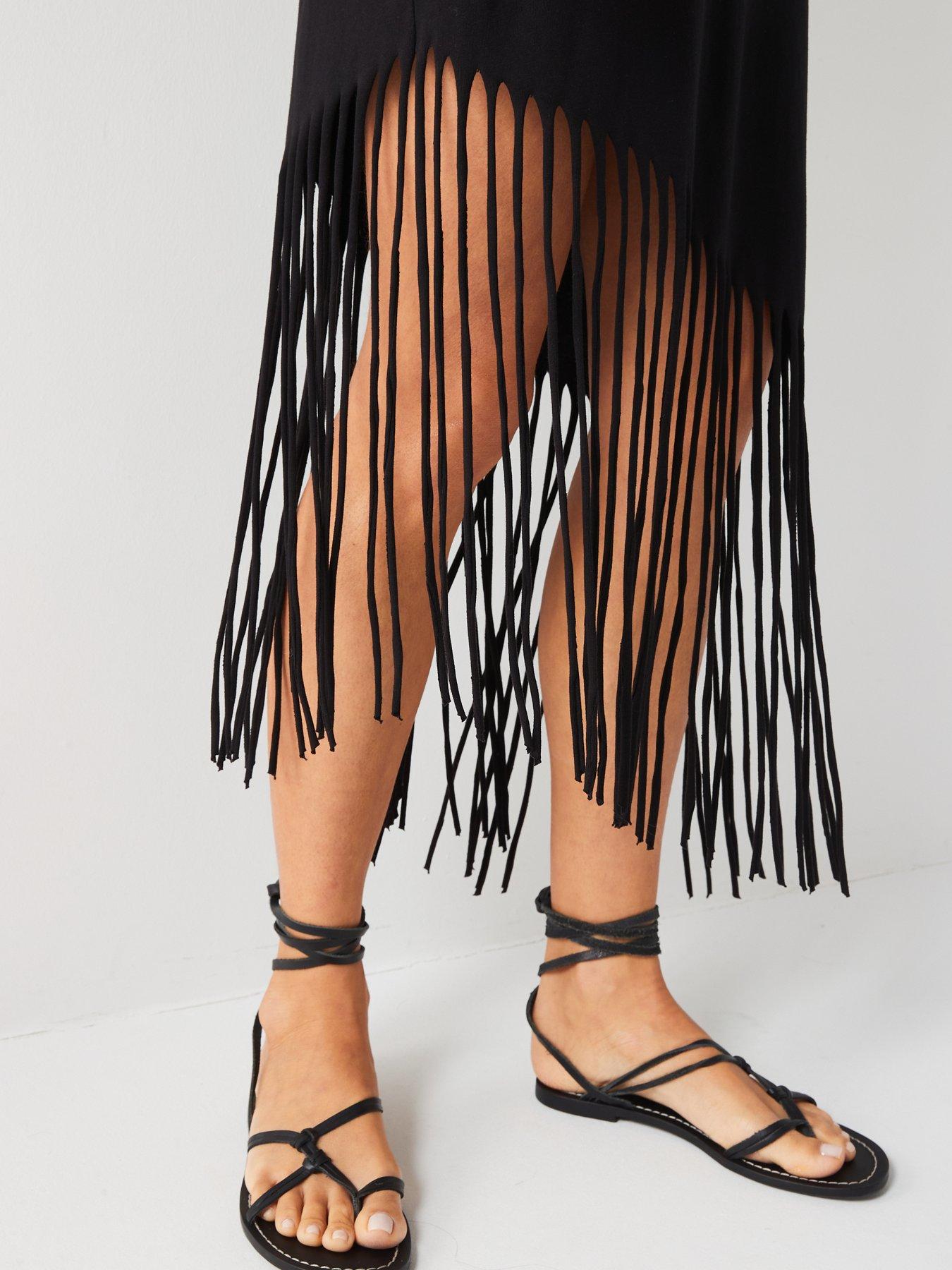 v-by-very-sleeveless-jersey-halterneck-fringe-midi-dress-blackoutfit