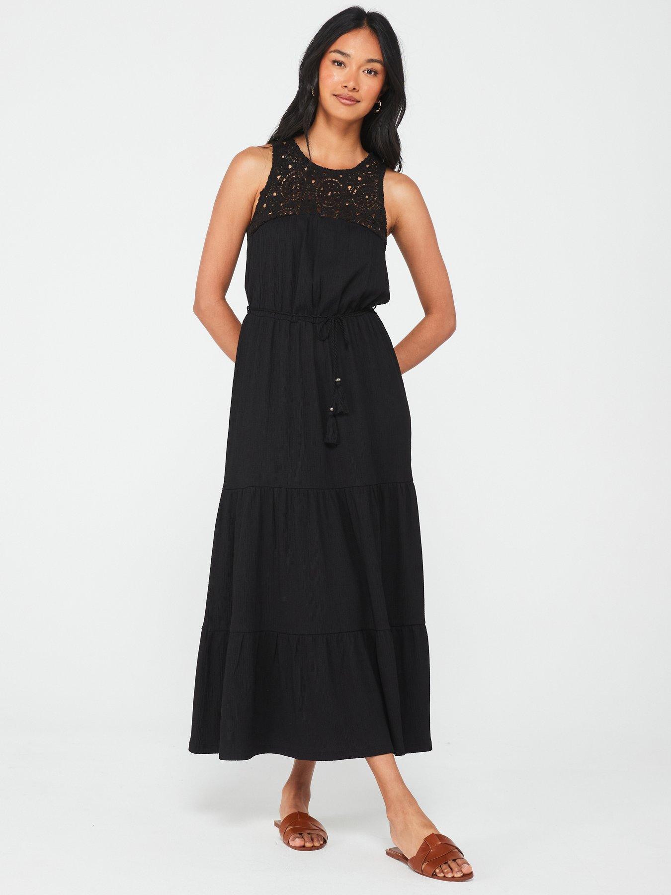 v-by-very-crochet-insert-tiered-midaxi-dress-black