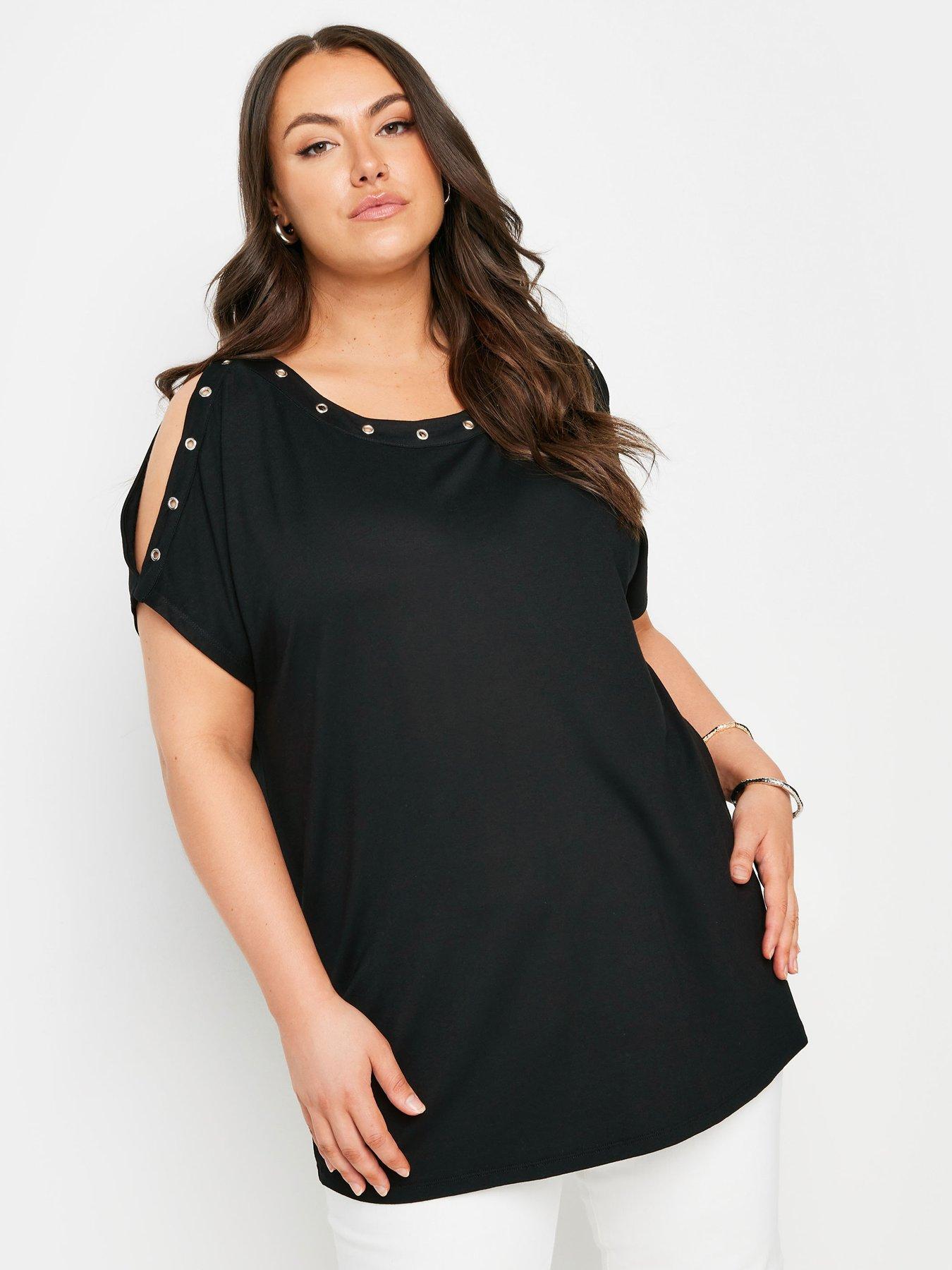 yours-curve-eyelet-cold-shoulder-black