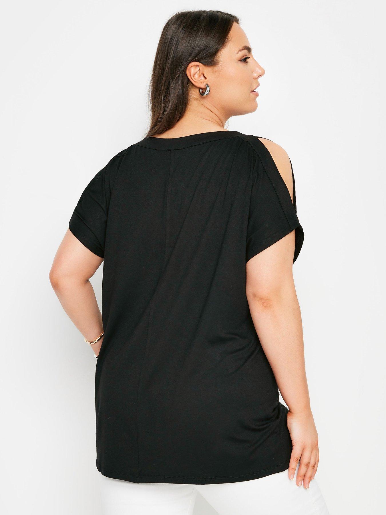 yours-curve-eyelet-cold-shoulder-blackstillFront