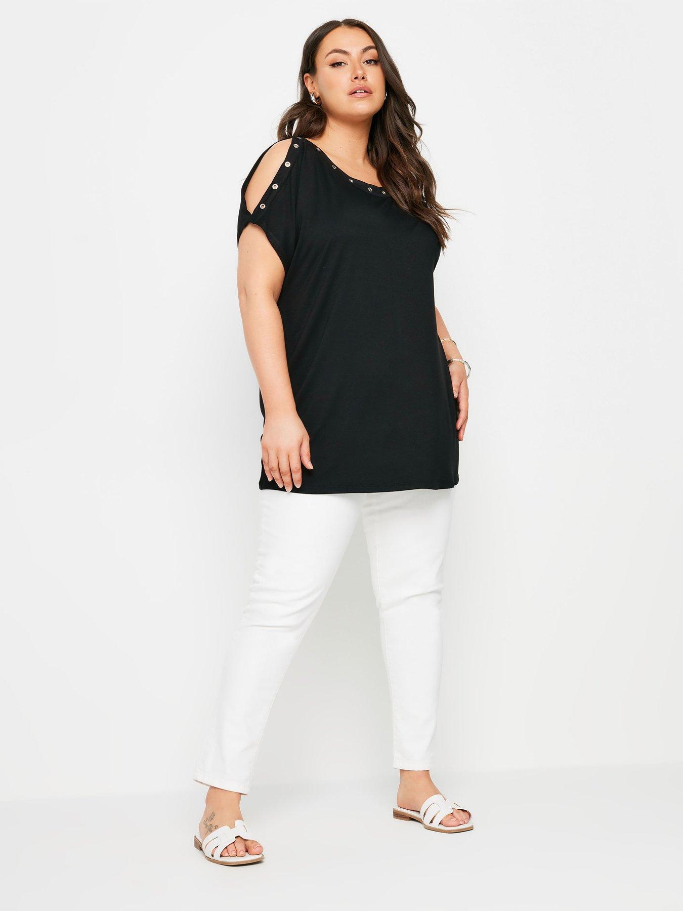 yours-curve-eyelet-cold-shoulder-blackback