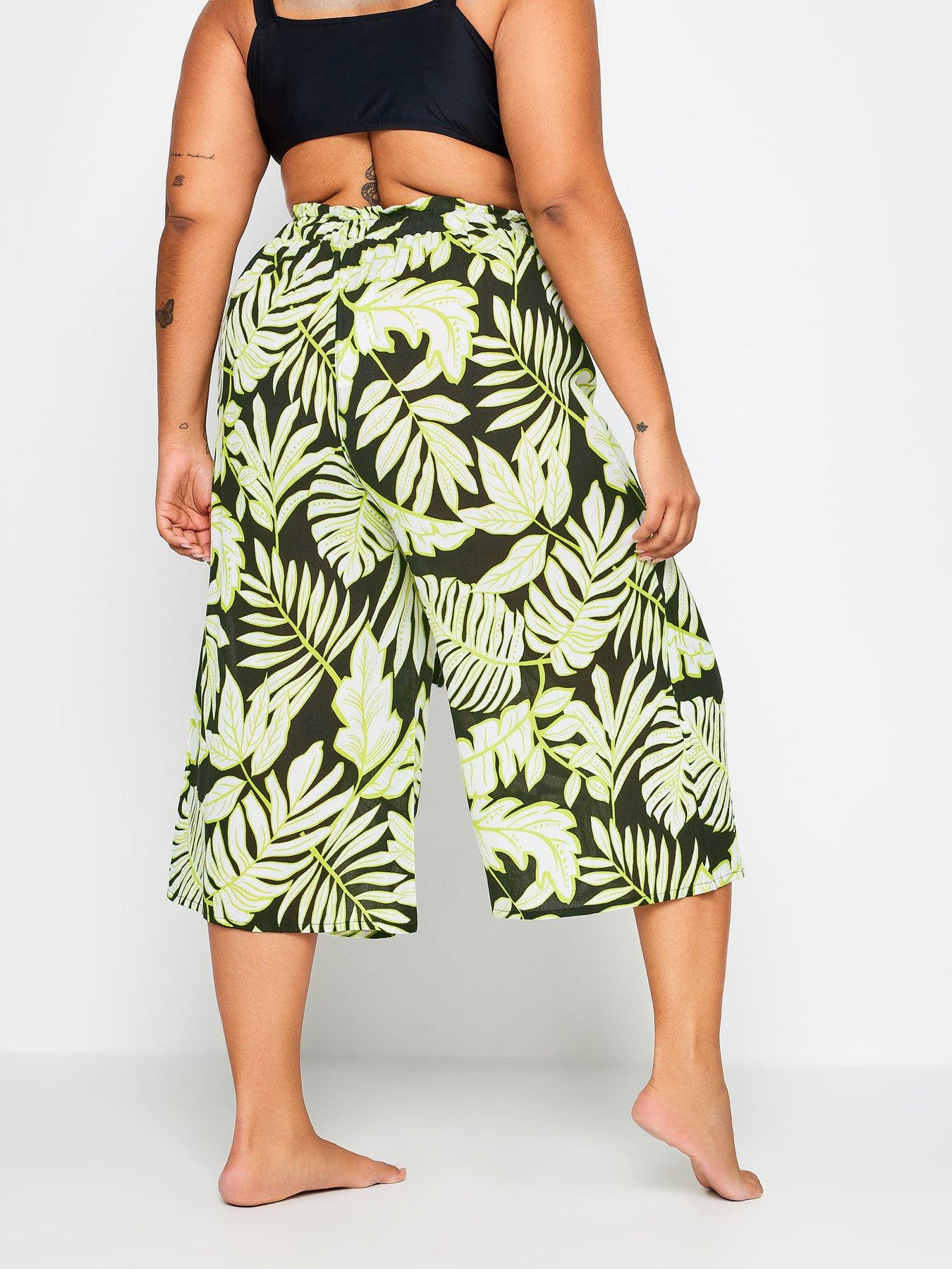 yours-curve-graphic-leaf-culotte-blackstillFront